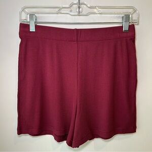 Skims Ribbed Lounge Shorts Burgundy Size Extra Small
